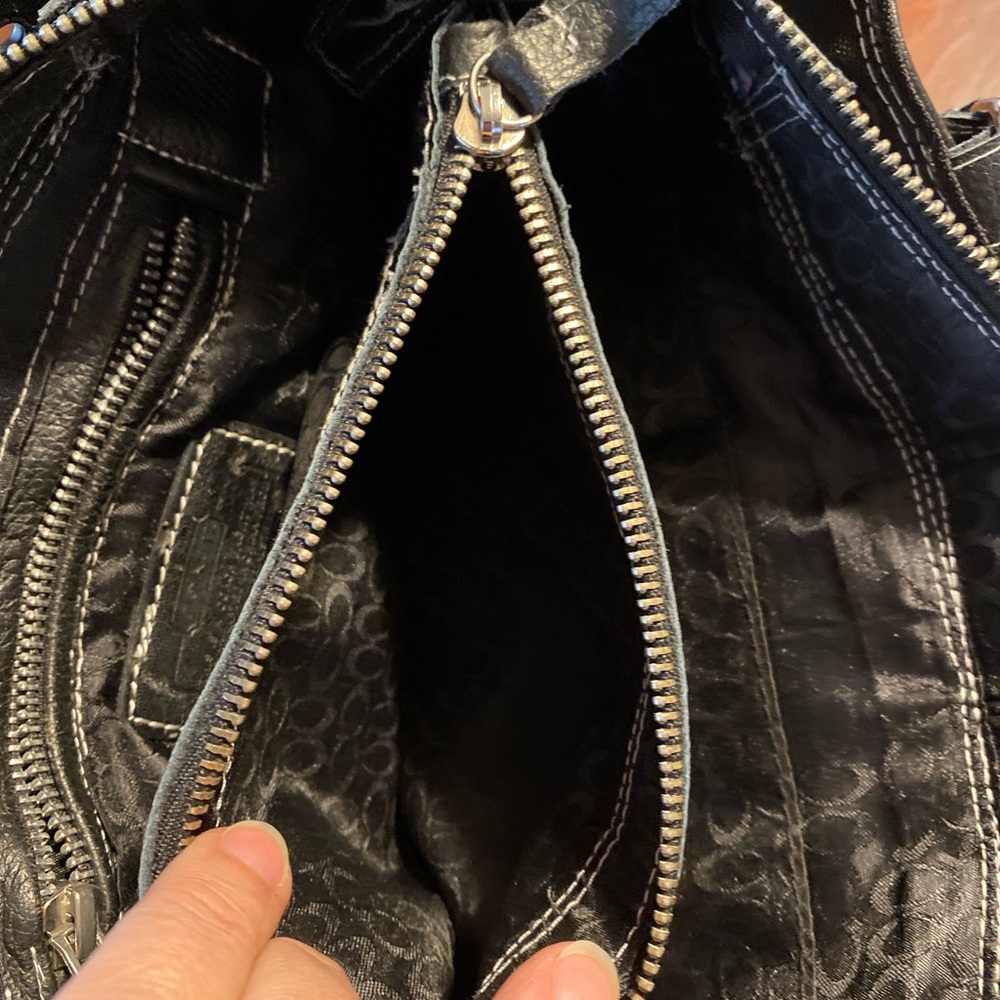 Upcycled Coach Satchel washed and leather added. - Picture 9 of 16